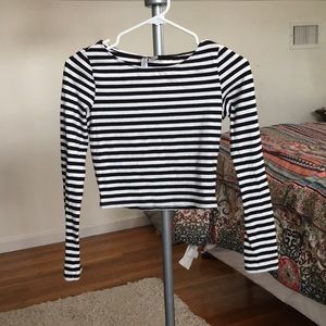 Striped long sleeve cropped shirt